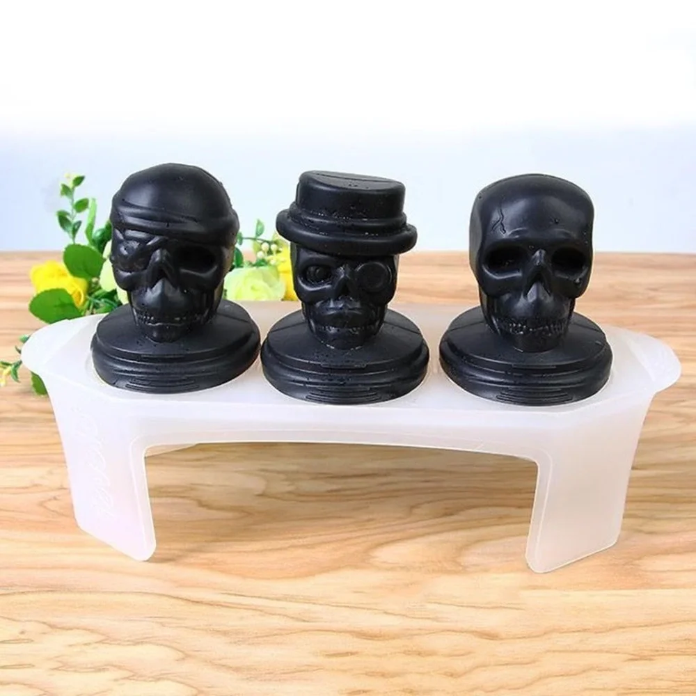 3D Skull Ice Cube Tray Set, Skull Shape Silicone Ice Mold NEW - Bold, Fun,‎ Gift